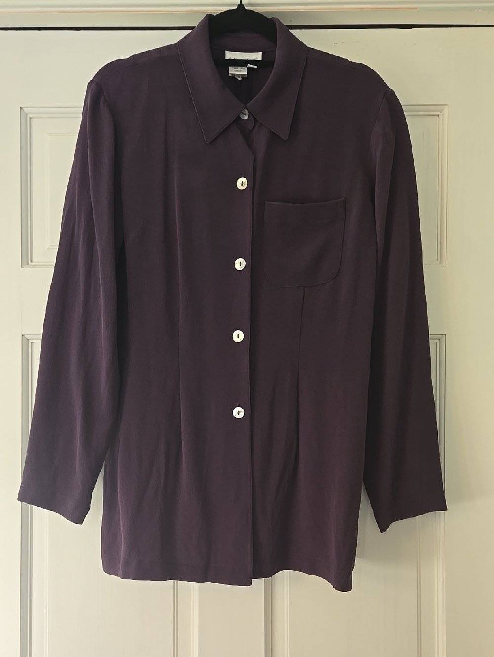Coldwater Creek Purple 100% Silk Button-Up Shirt